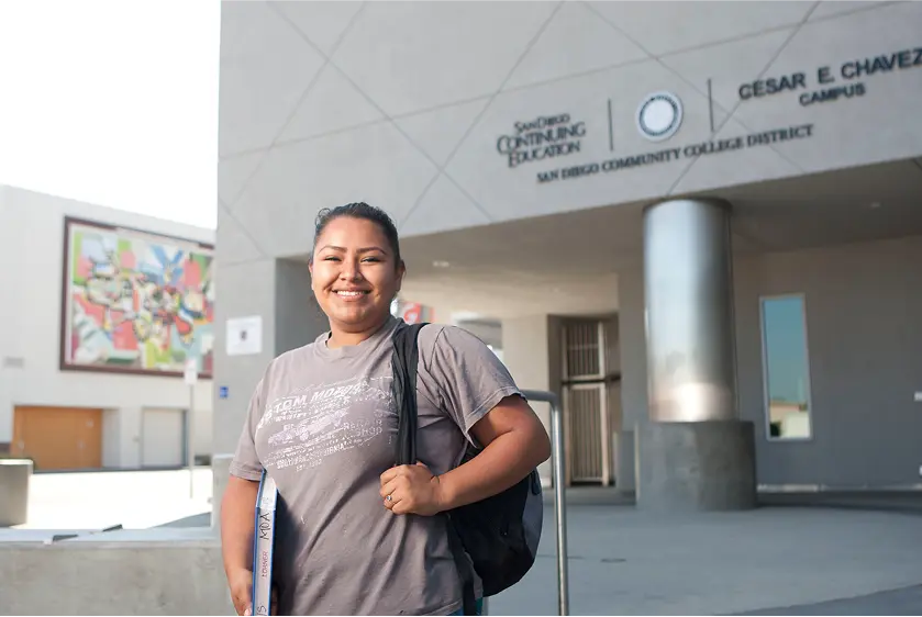 Student on Cesar E. Chavez Campus