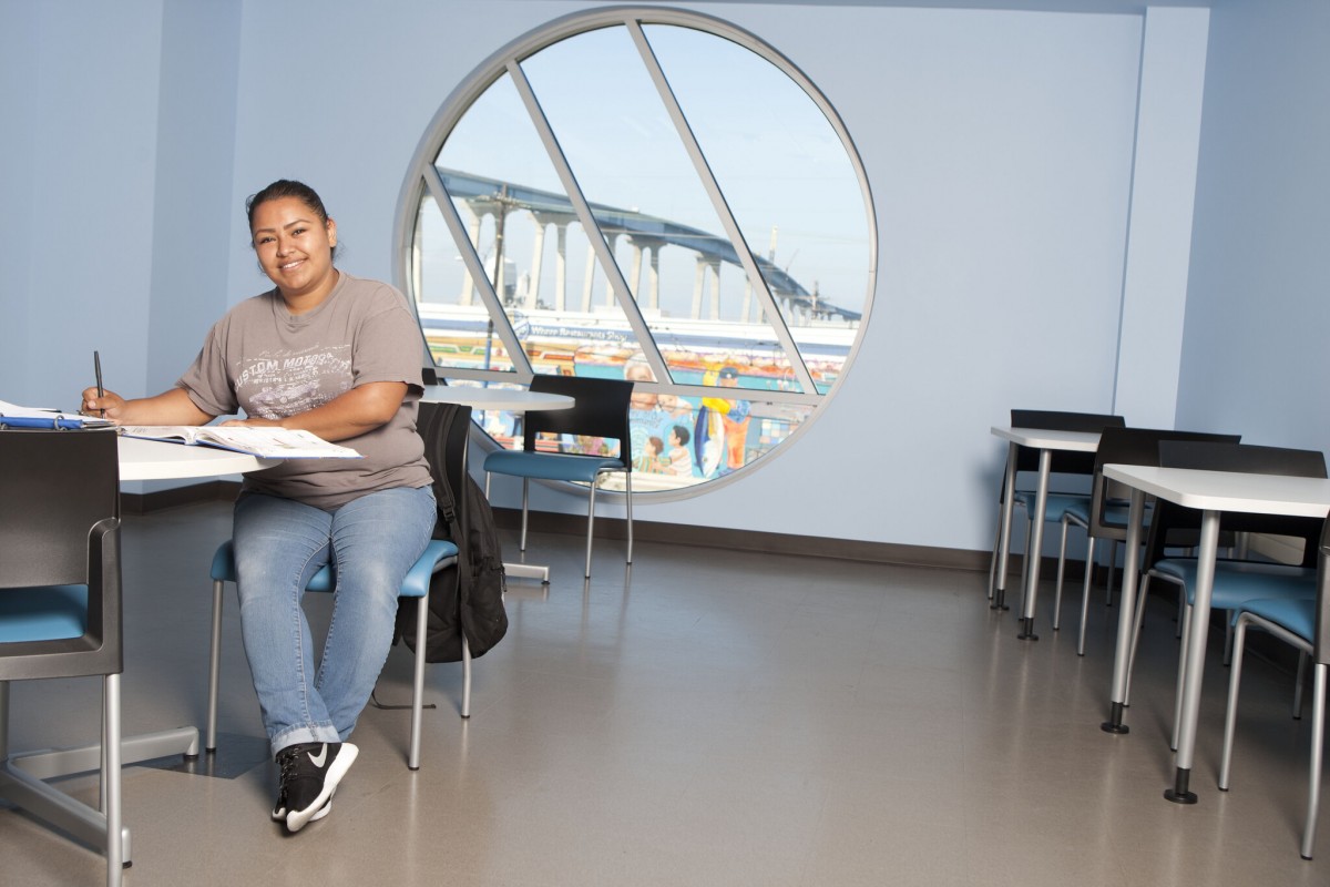 SDCE High School Student Studies at Cesar Chavez Campus