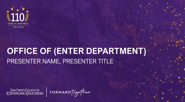 SDCCE's power point presentation template for offices